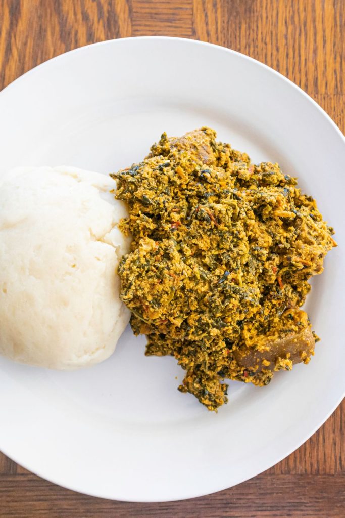 fufu with yam on plate
