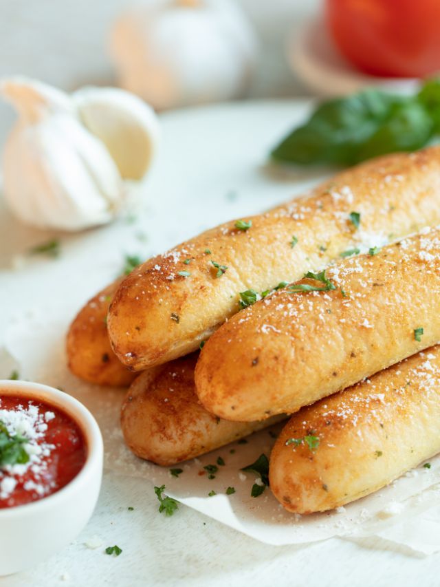 breadsticks with a garnish