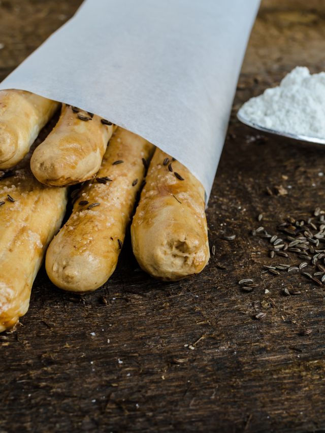breadsticks wrapped in paper