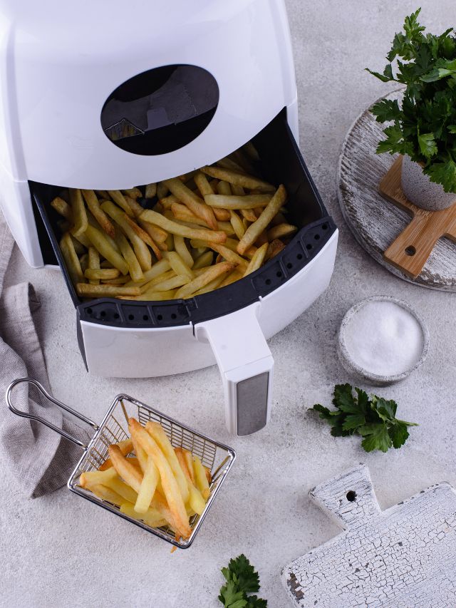 white air fryer with french fries