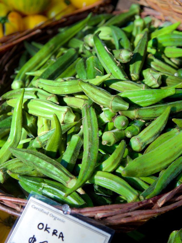 okras in a bowl being sold