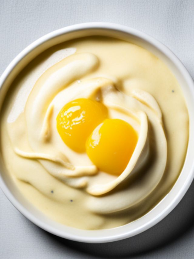 custard in a bowl with egg yolks