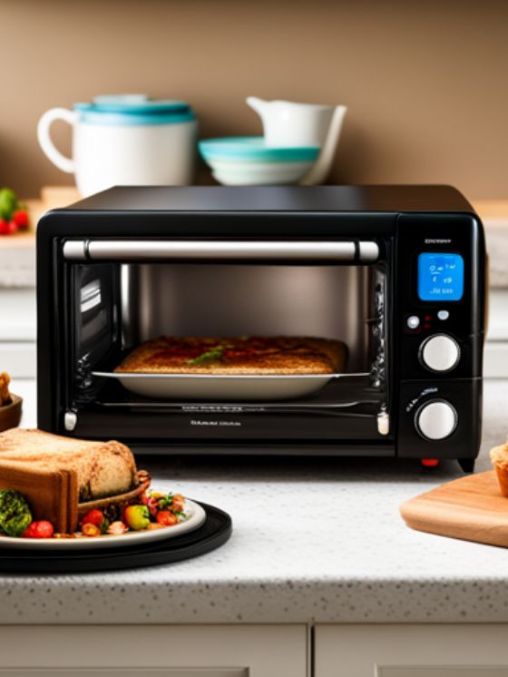 toaster oven with food inside