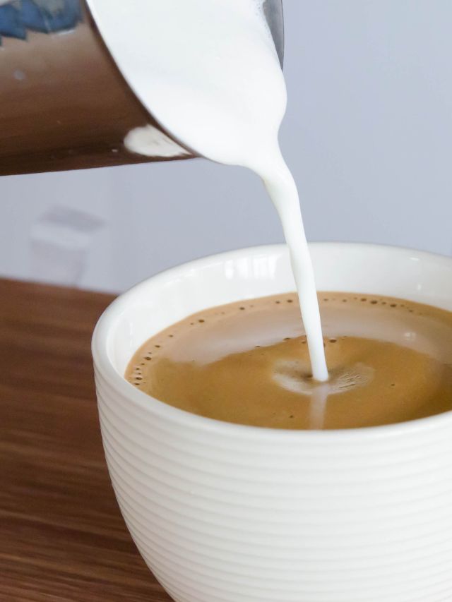 hot coffee in mug with half and half