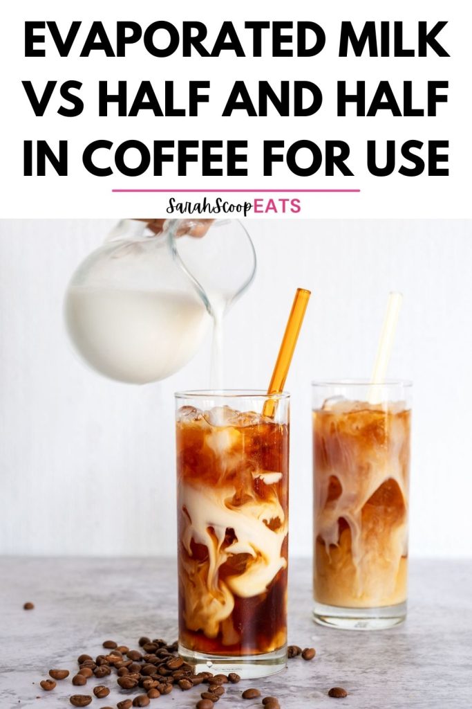 ecaporated milk vs half and half in coffee for use Pinterest image