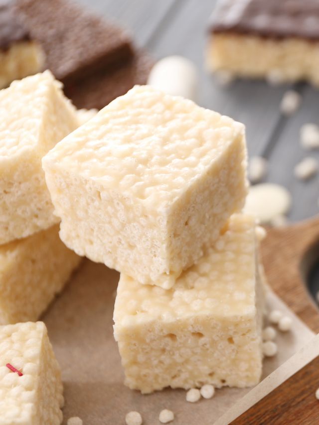 stacked square rice krispie treats