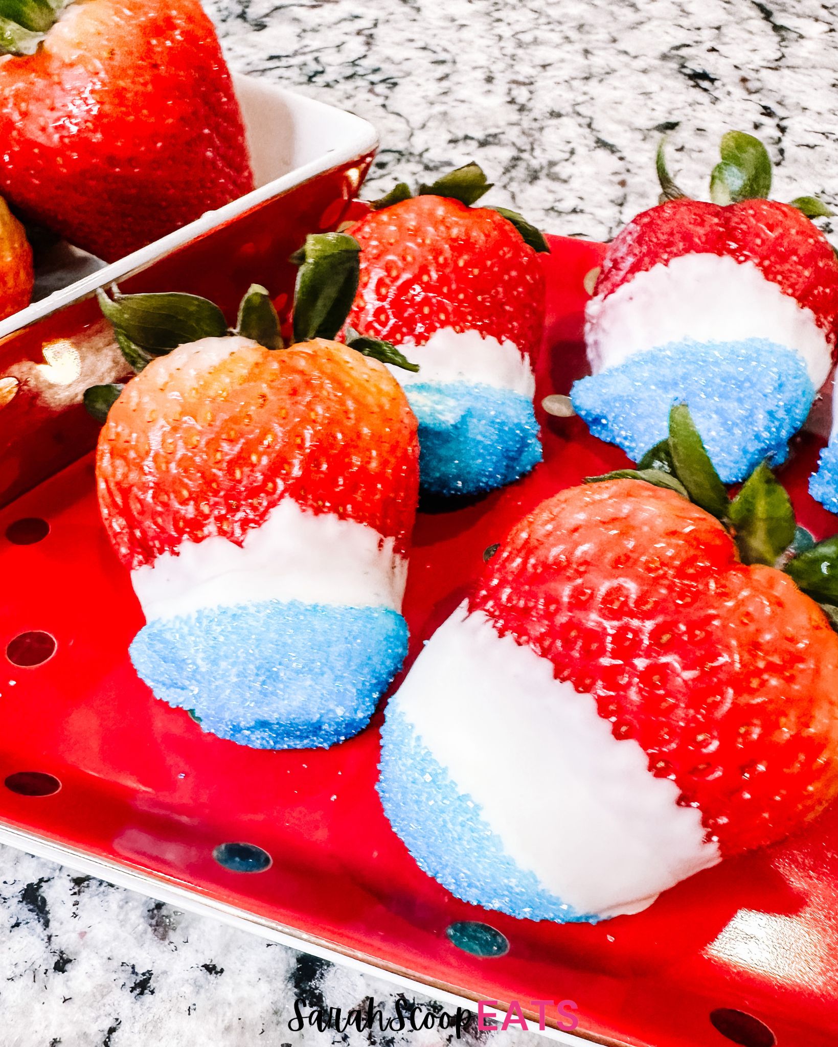 patriotic red white and blue strawberries for a patriotic celebration