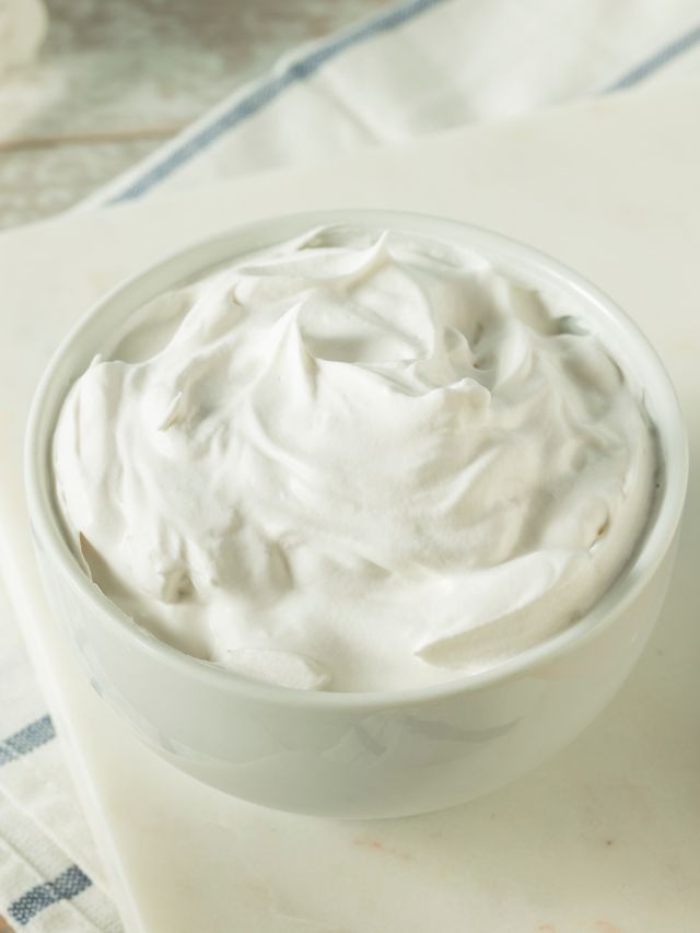 whipped cream in a white bowl