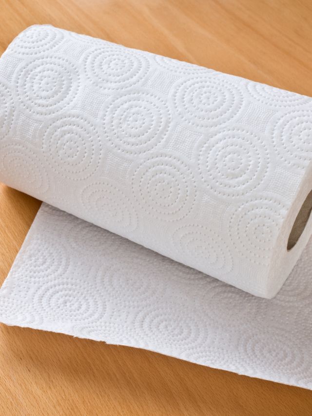 roll of paper towel on wooden table