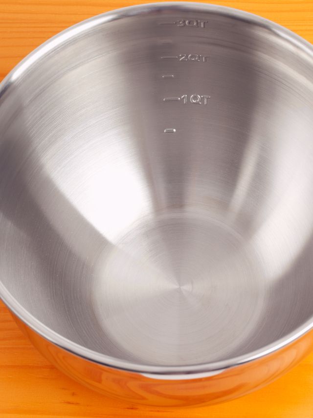 close up of stainless steel bowl