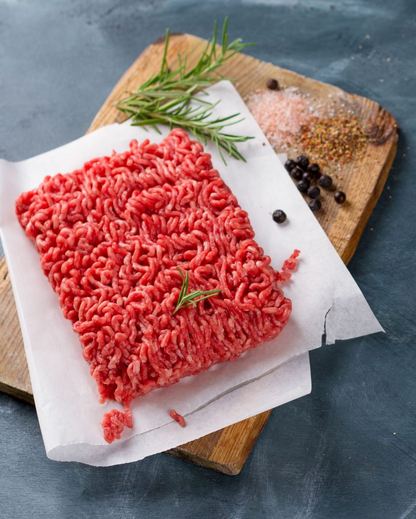 uncooked lean meat on cutting board with paper