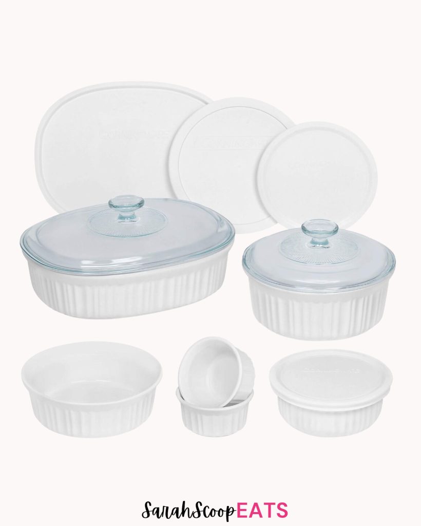 pots with lids and plates corningware cookware