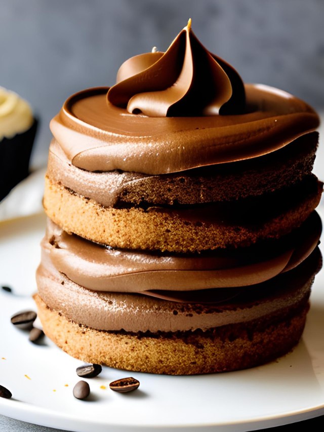 stacked cake with espresso frosting