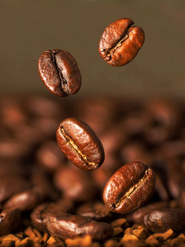 floating coffee beans