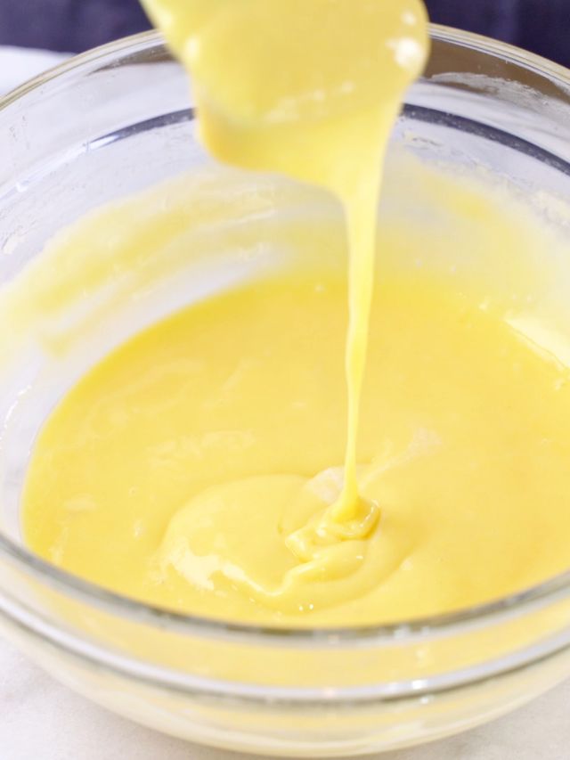 yellow cake batter in bowl