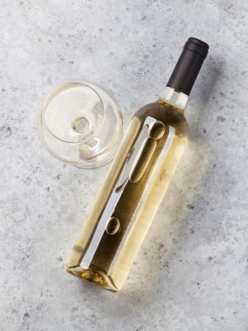 wine bottle with glass