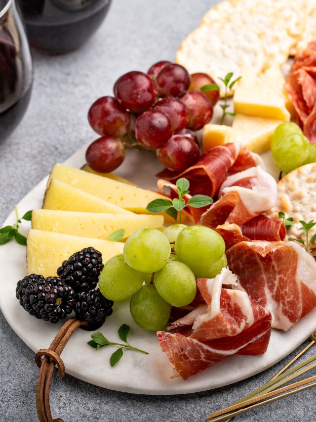 charcuterie board with fruits