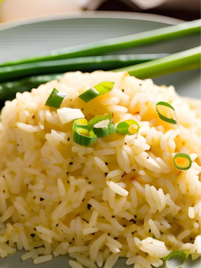 rice pilaf with garnish on plate