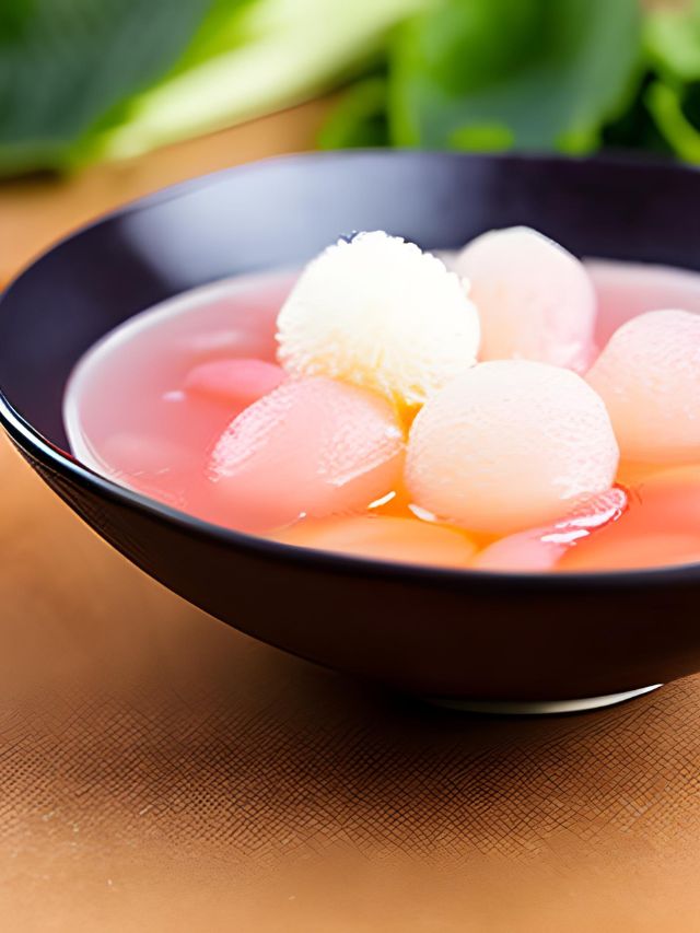 balls of lychee jelly in bowl