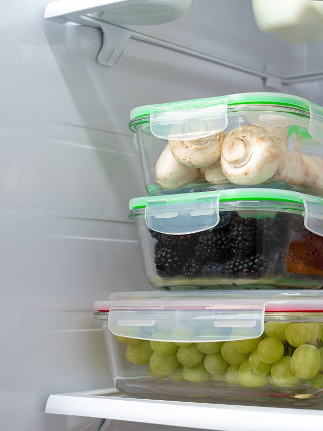 containers of food in fridge