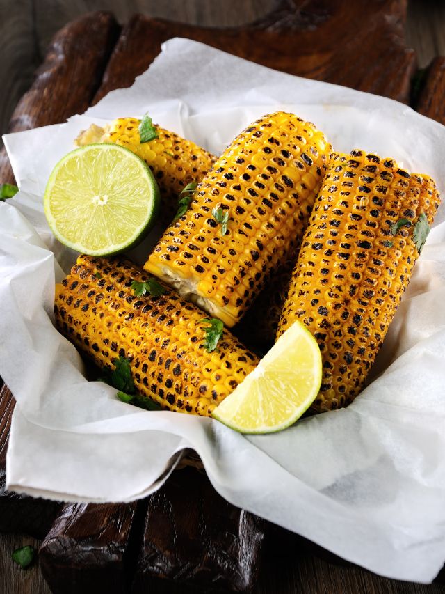 charred corn on the cob with lime