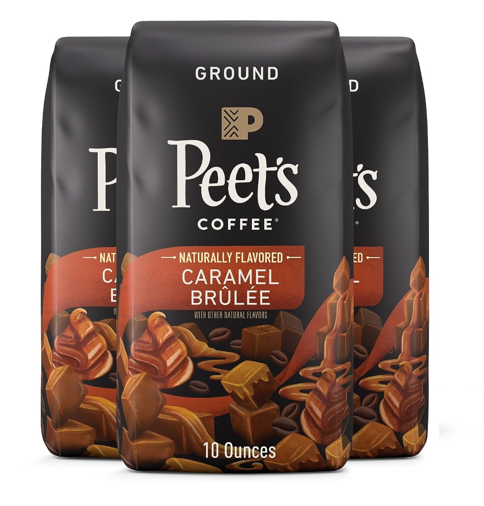Peet's ground coffee caramel brulee.