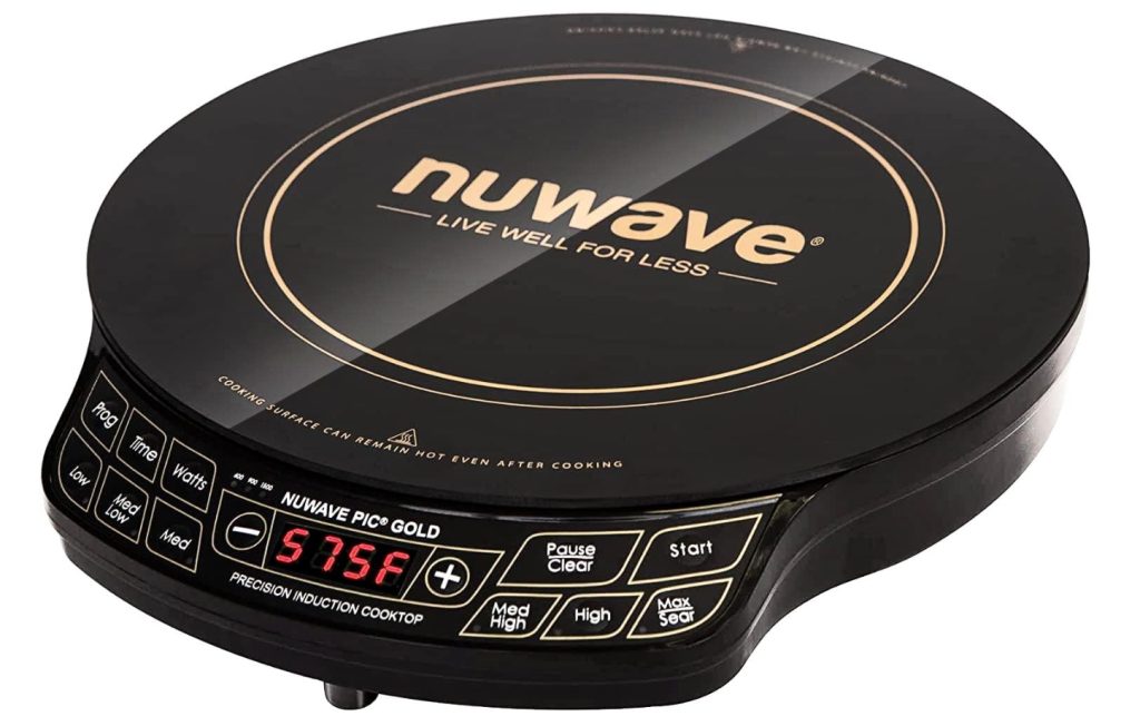 The nuwave induction cooker has a clock on it.