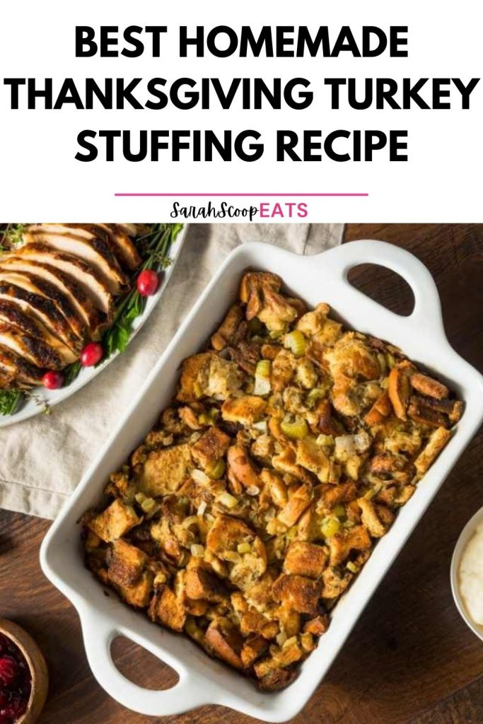 best homemade thanksgiving turkey stuffing recipe Pinterest image