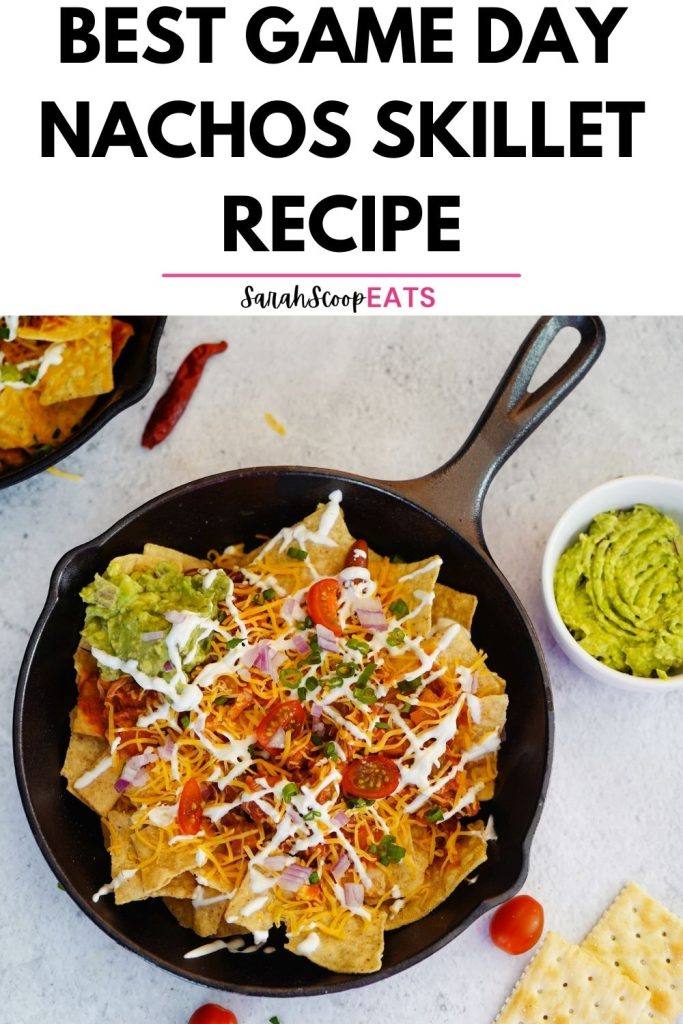 game day nachos skillet recipe Pinterest image